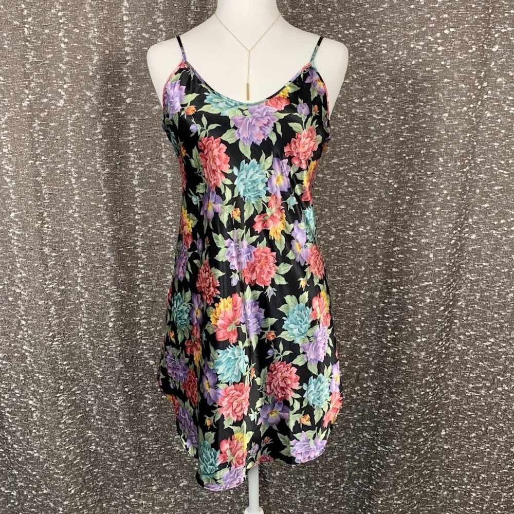 Vintage Intimate‎ Moods Multicolor Floral Slip Dress Women's Medium